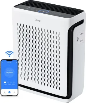 LEVOIT Air Purifier for Home Large Room Up to 1074Ft with Air Quality Monitor, AHAM VERIFIDE, Smart WiFi, Washable Pre-Filter, HEPA Sleep Mode for Pets, Allergies, Dust, Pollen, Vital 100S-P, White