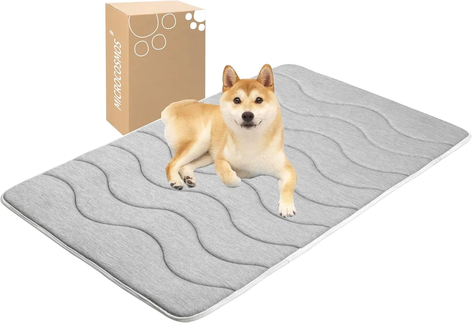 MICROCOSMOS 0.8" Thick Cooling Dog Foam Pad & Summer Pet Sleeping Mat, Machine Washable, Materials Safe, Portable Flat Pet Bed for Dogs.(Light Grey, 48" x 30")