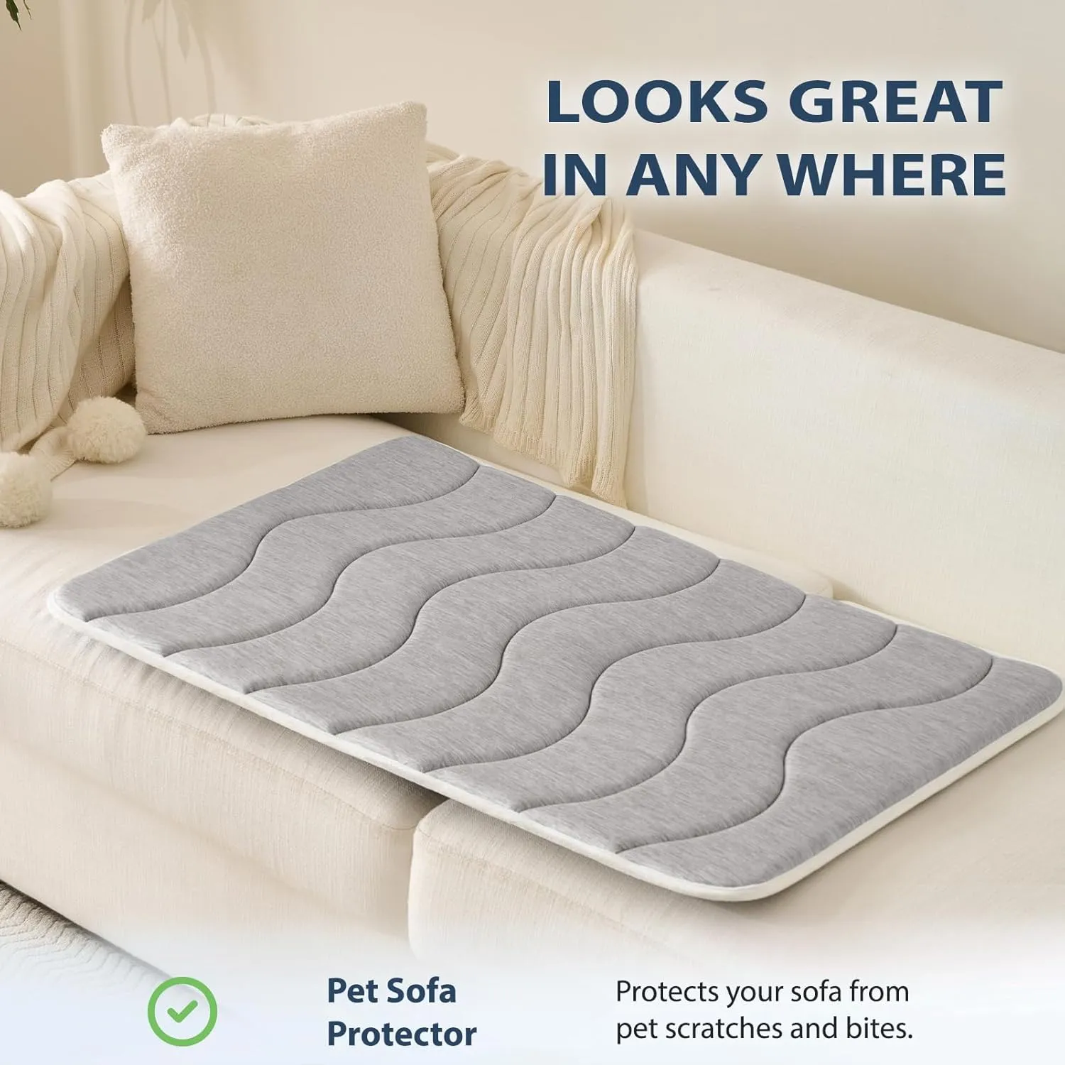 MICROCOSMOS 0.8" Thick Cooling Dog Foam Pad & Summer Pet Sleeping Mat, Machine Washable, Materials Safe, Portable Flat Pet Bed for Dogs.(Light Grey, 48" x 30")