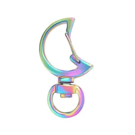 Moon-Shaped Swivel Snap Hook Keychain Metal Spring Snap Key Ring Multicolor