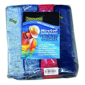 Occunomix 940B100-ASST MiraCool Cooling Bandana, Assorted Colors, Pack of 100 (34 Navy, 22 Blue Denim, 22 Cowboy Red, 22 Cowboy Blue)