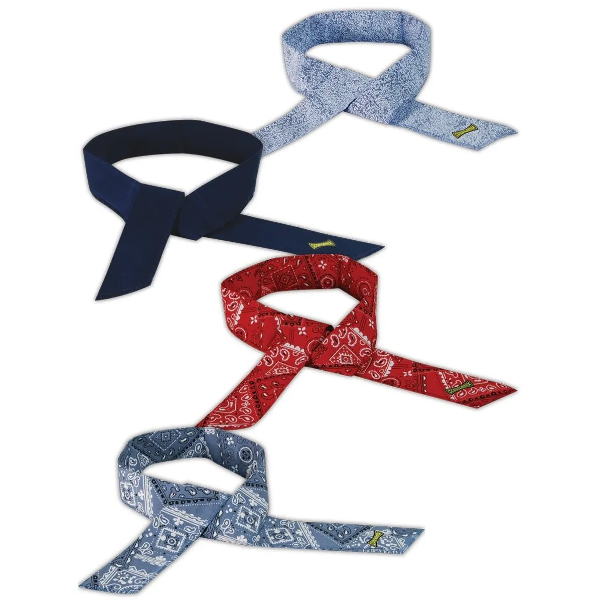 Occunomix 940B100-ASST MiraCool Cooling Bandana, Assorted Colors, Pack of 100 (34 Navy, 22 Blue Denim, 22 Cowboy Red, 22 Cowboy Blue)
