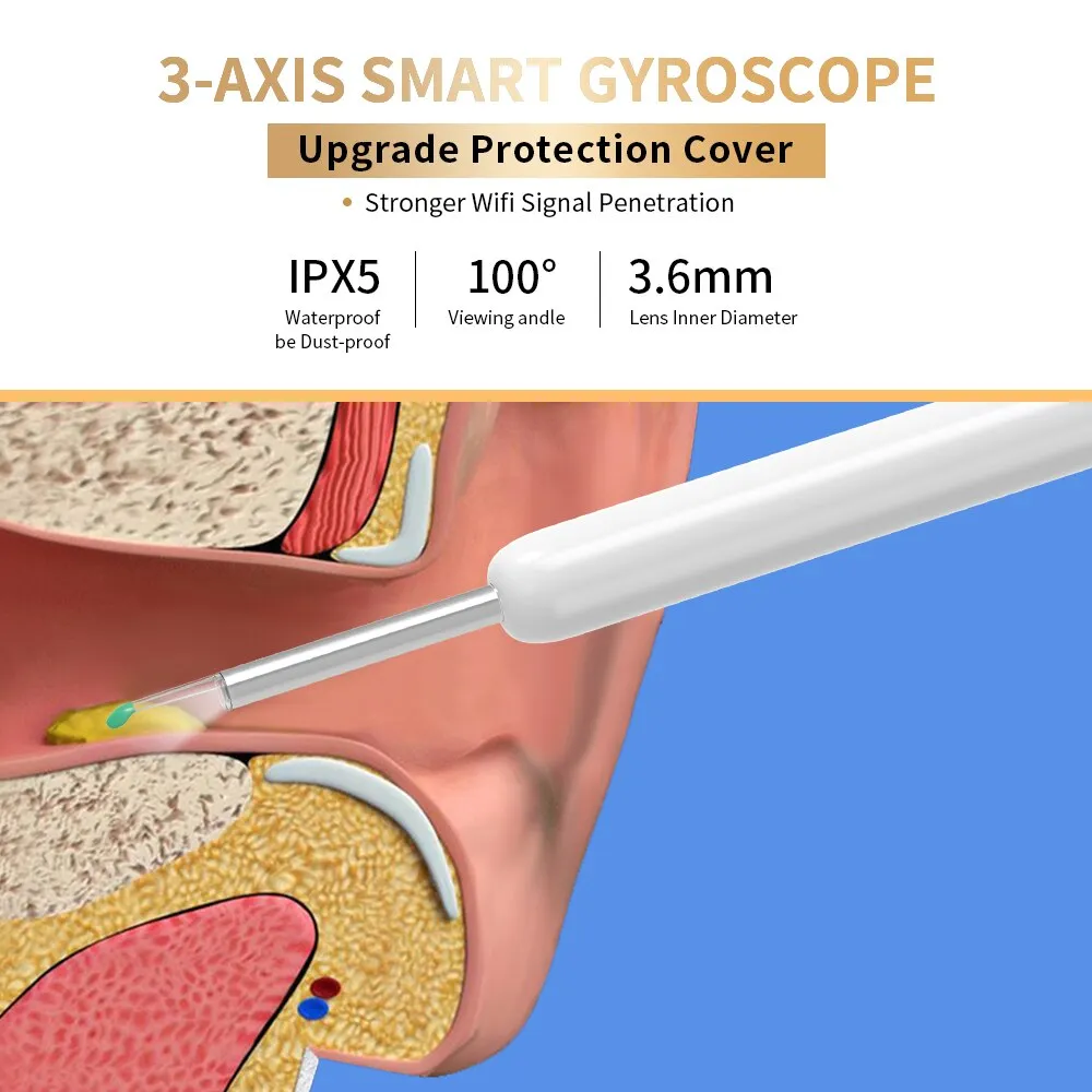 Otoscope Camera Borescope Luminous Ear Wax Cleaning