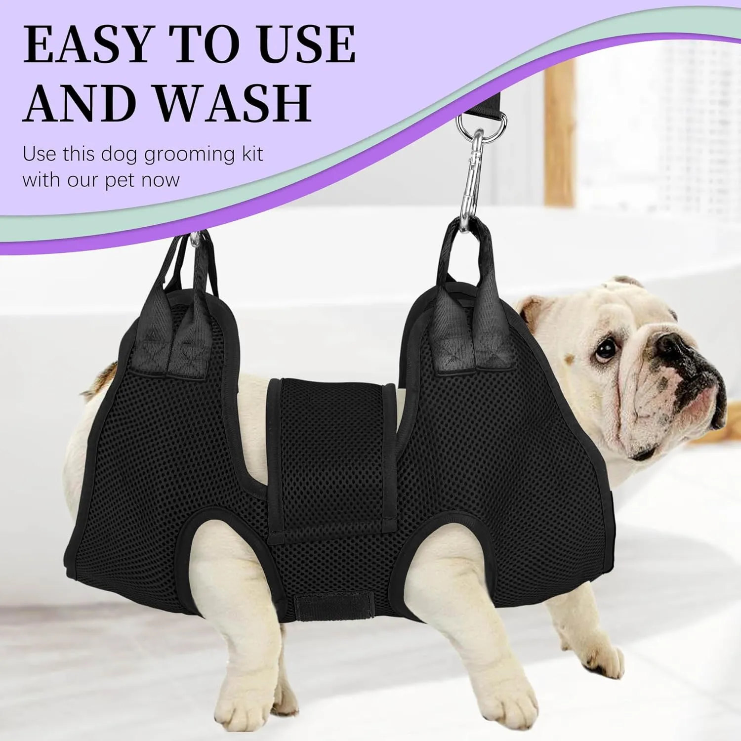 PatiencET Dog Grooming Hammock for Small Dogs Pet Hammock for Nail Trimming Dog Sling for Nail Clipping Dog Hanging Harness (Black S)