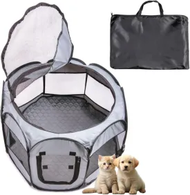 Pet Pen with Washable Pee pad, Dog playpen Indoor for Small Dogs, Dog Pack and Play, mesh playpen for Pets, Puppy Play Pen Indoor/Outdoor