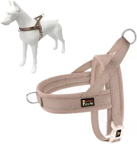 Plutus Pet No Pull Dog Harness with Breathable Mesh Padded, Adjustable Reflective Escape Proof Dog Harness, Quick Fit Dog Vest Harness for Small Medium Large Dogs(L, Beige)