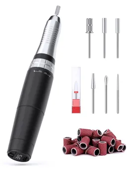 Professional Electric Nail Drill Kit, Cordless Nail File Machine for Home/Salon Use, 5-Speed Manicure Pedicure Tools with LED Light, Quiet Nail Grinder for Acrylic/Gel/Thick Toenails