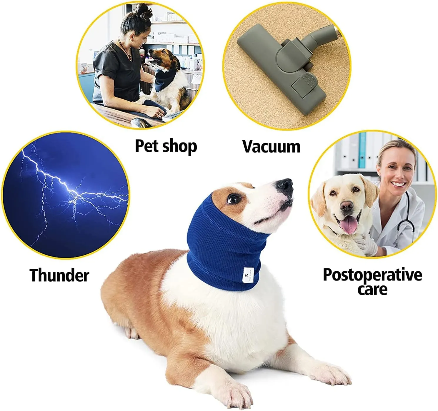 Quiet Ears for Dogs Hats Hoodies Dog's Ear Muffs Headband Noise Ear Protection for Dogs,Blue M
