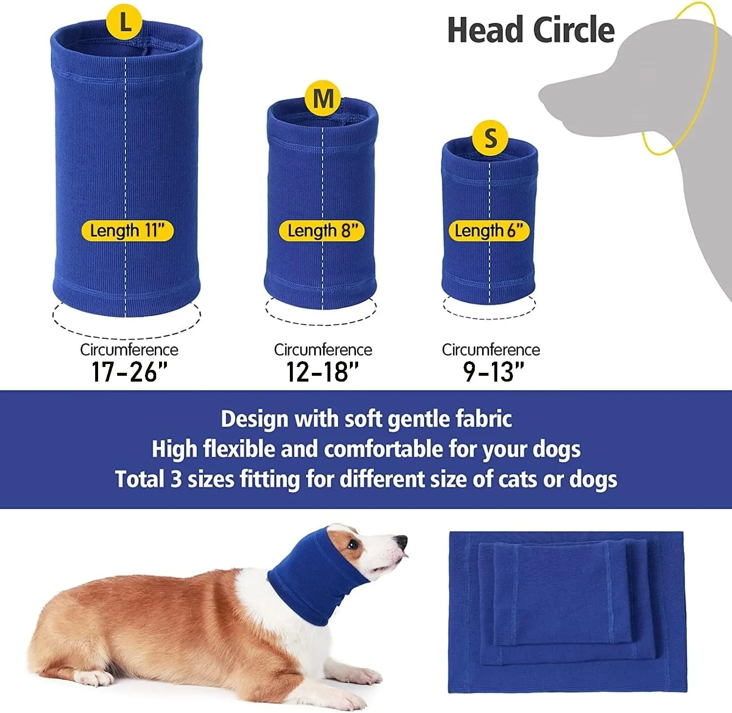 Quiet Ears for Dogs Hats Hoodies Dog's Ear Muffs Headband Noise Ear Protection for Dogs,Blue M