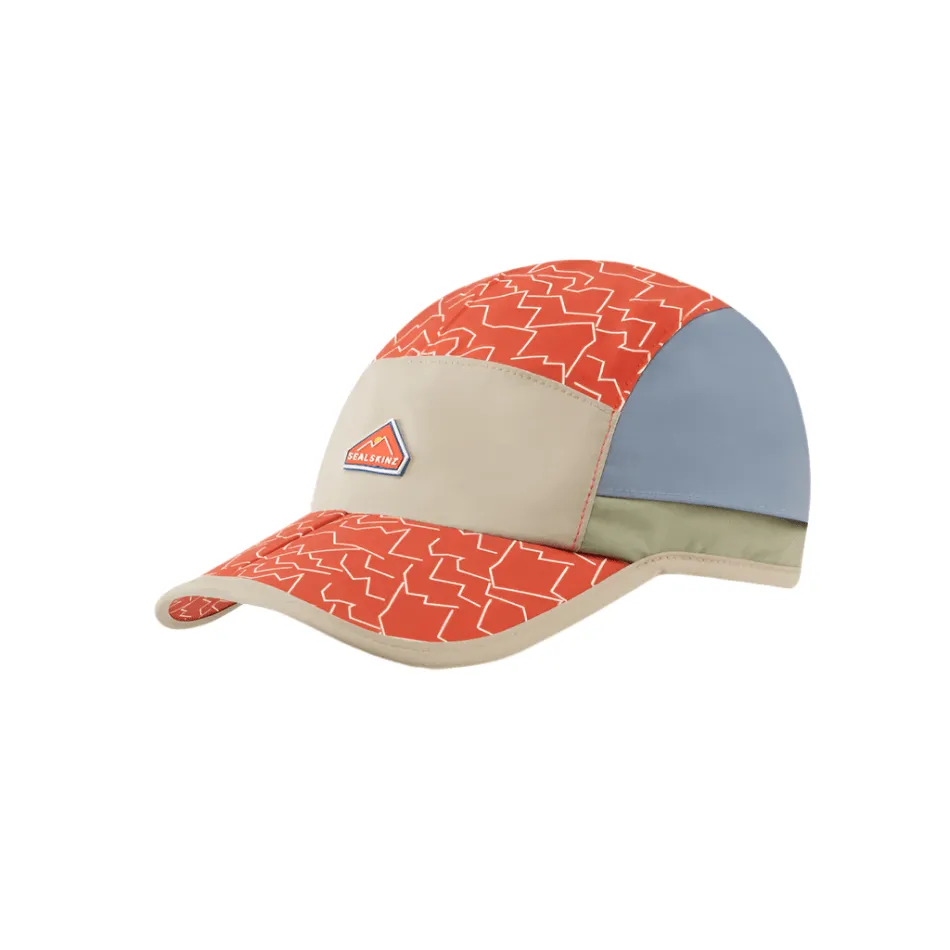 Sealskinz Poringland Waterproof Foldable Peak Printed Hiking Cap in Orange