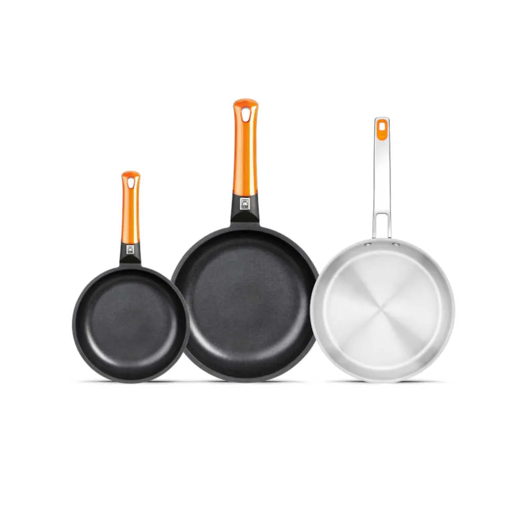 Set de 2 sartenes Efficient Orange y sartén Efficient Inox