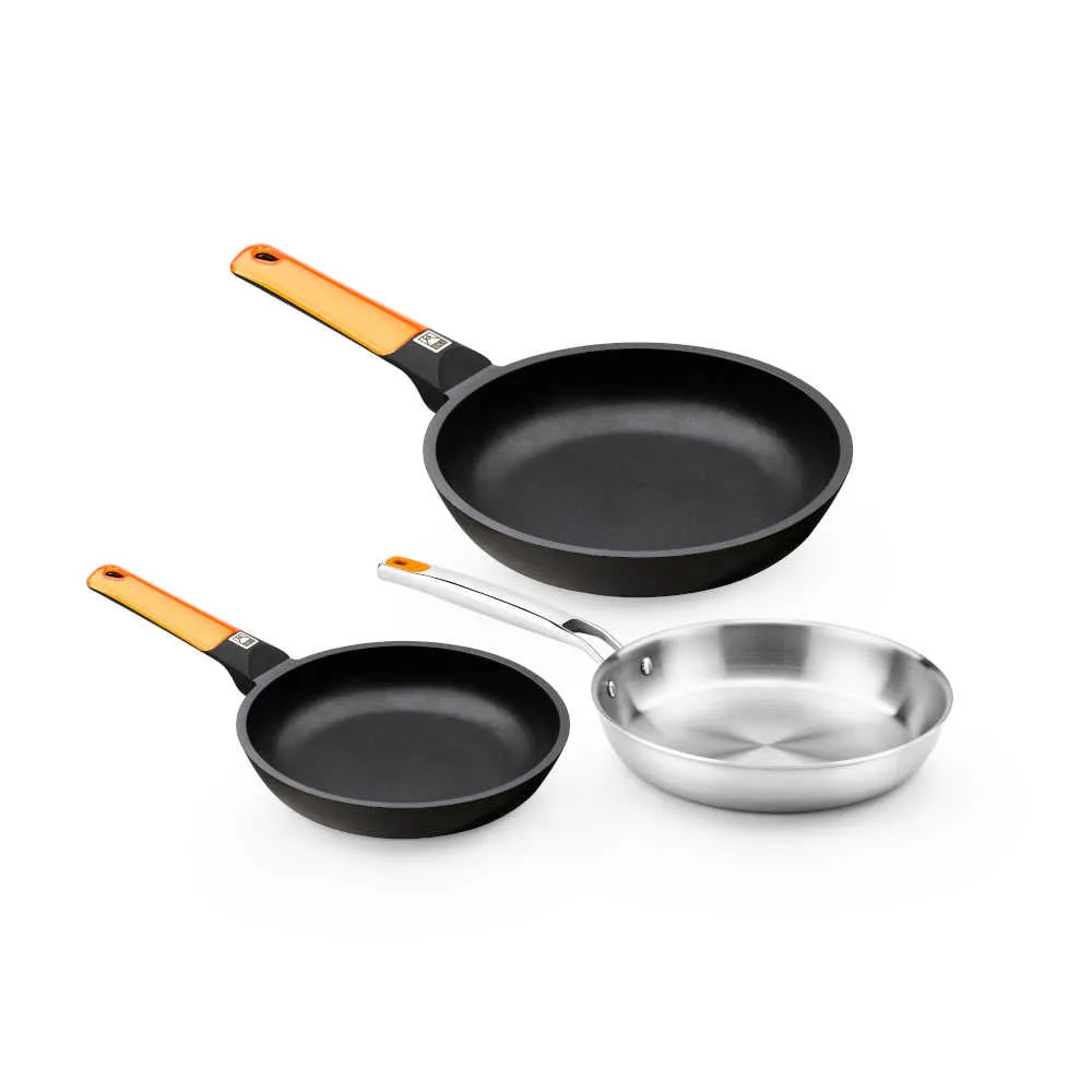 Set de 2 sartenes Efficient Orange y sartén Efficient Inox