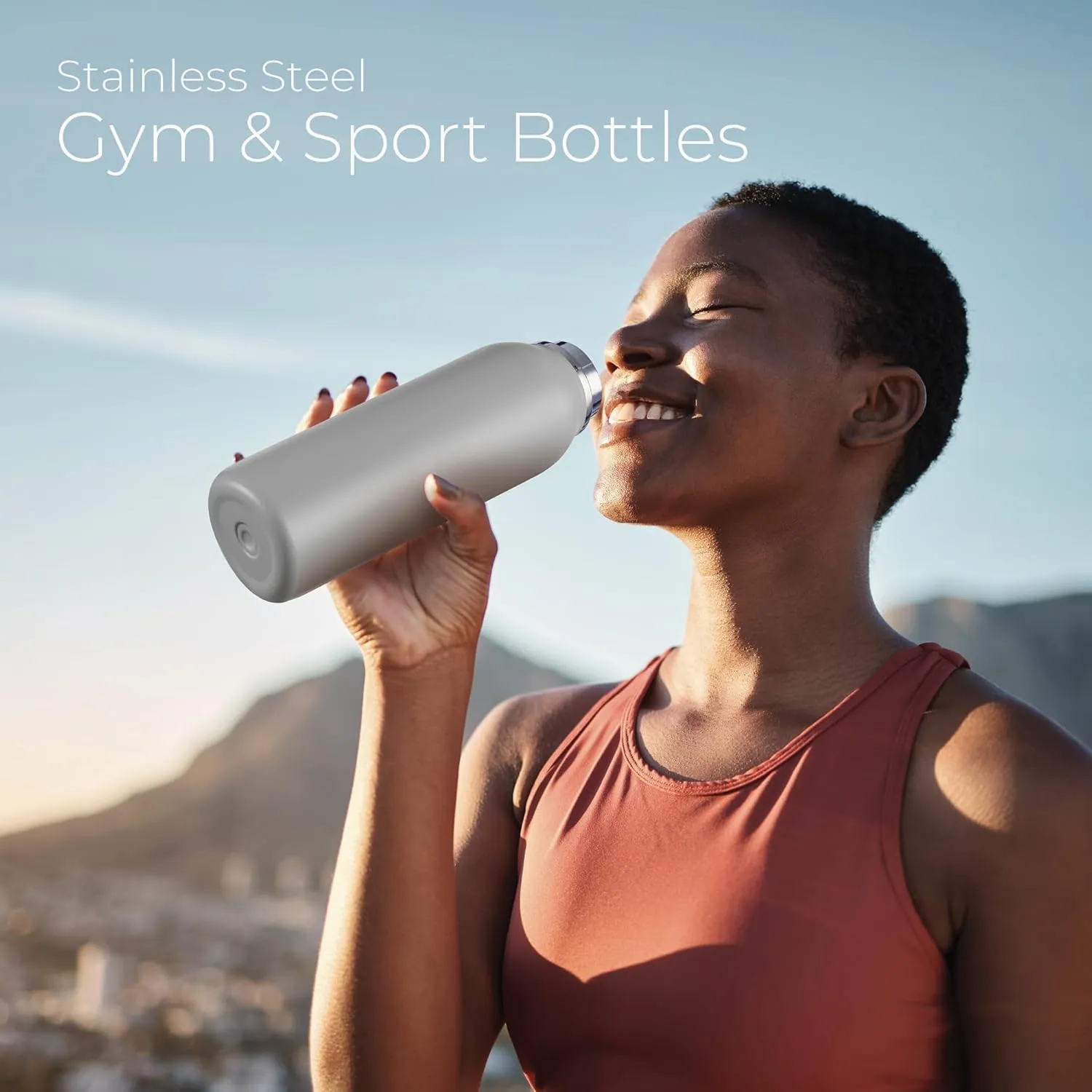 SipX Triple-Insulated Stainless Steel Water Bottle - 20oz. With Cover Lid, BPA-Free Reusable Insulated Water Bottle Keeps Cold For 24 Hours, (Grey)