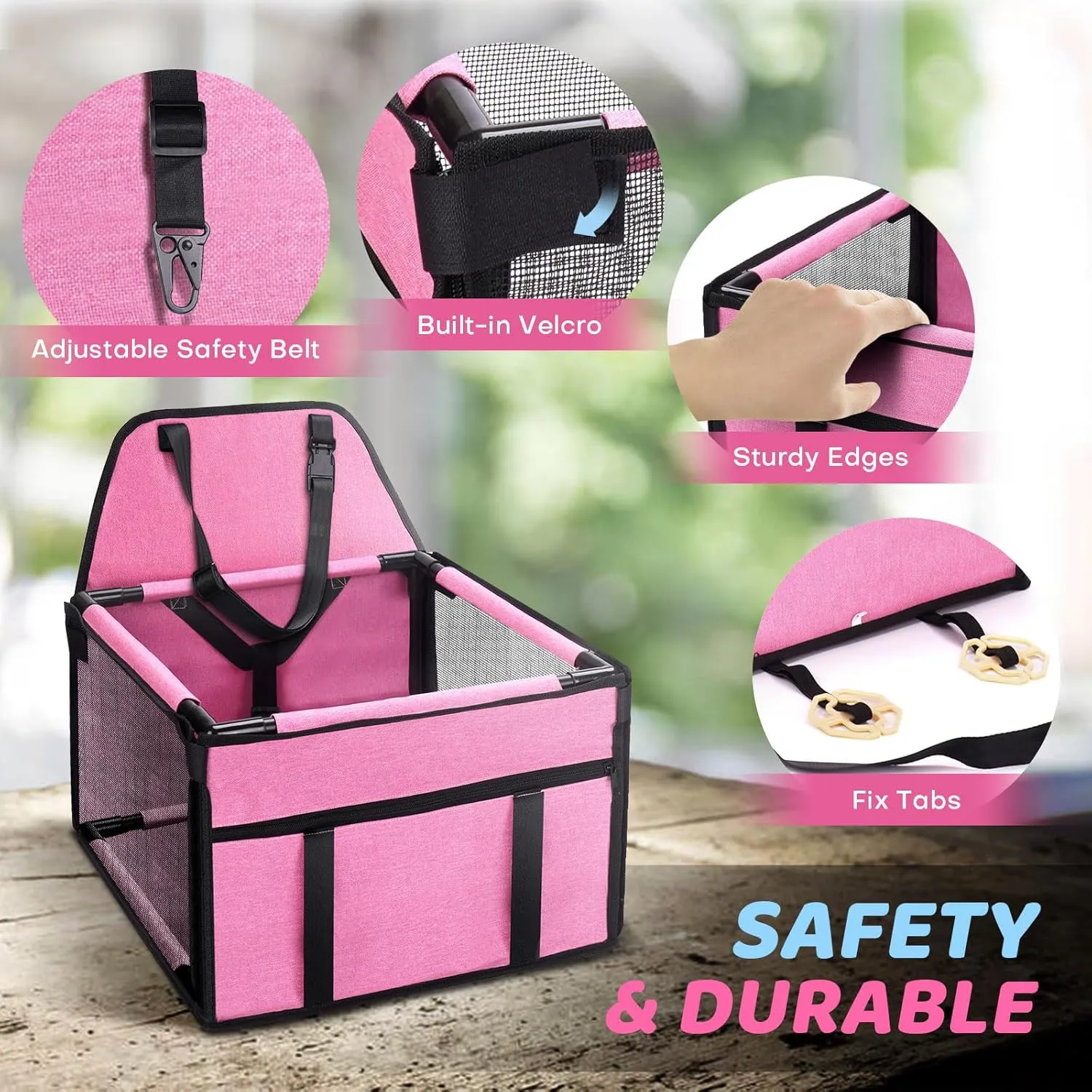 Small Dog Car Seats for Small Dogs,Portable Puppy/Pet Car Booster Seat with Clip-On Leash and Mesh Window for Small Pet Up to 11 lbs