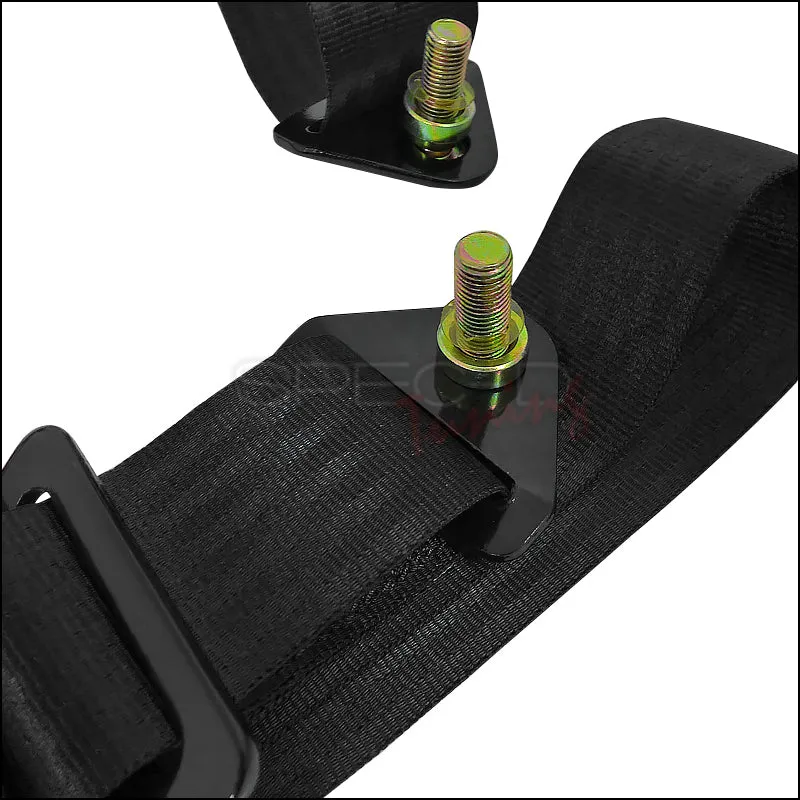 Spec-D 4-Point Buckle Racing Seat Belt Harness (Pair) Black / Green / Red / Blue