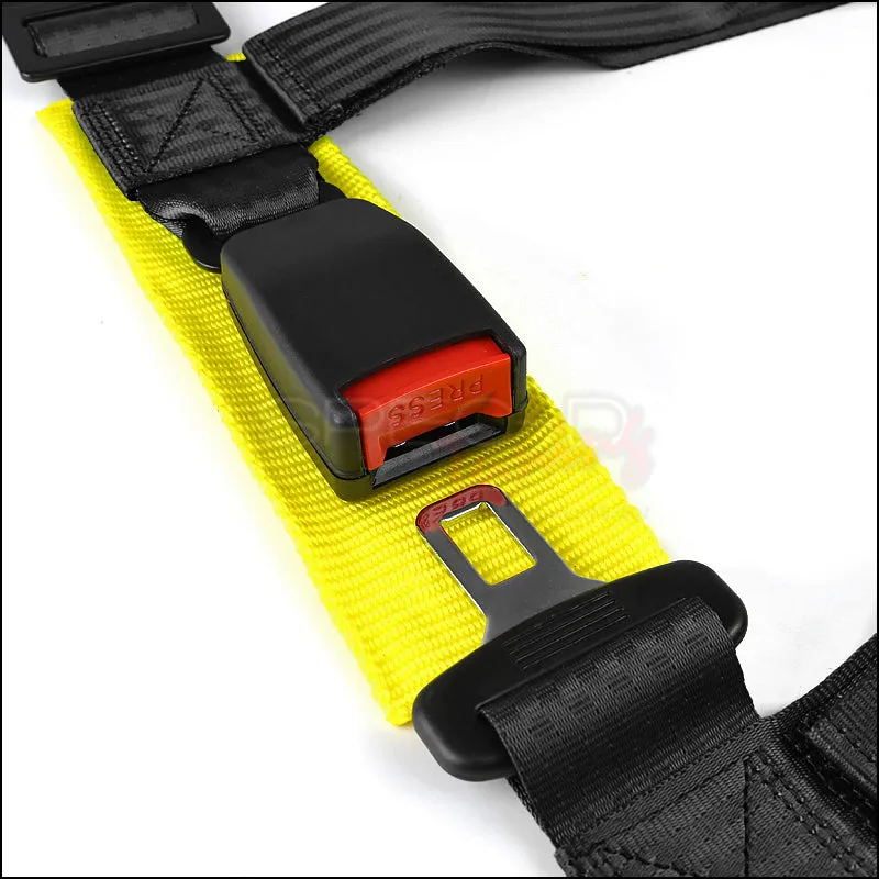 Spec-D 4-Point Buckle Racing Seat Belt Harness (Pair) Black / Green / Red / Blue