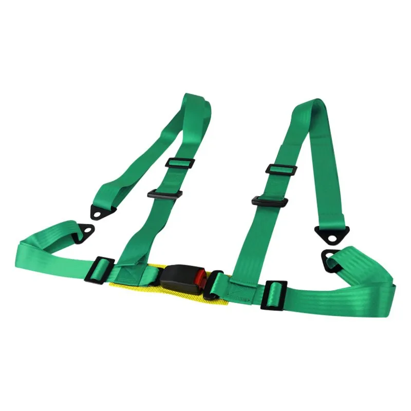 Spec-D 4-Point Buckle Racing Seat Belt Harness (Pair) Black / Green / Red / Blue
