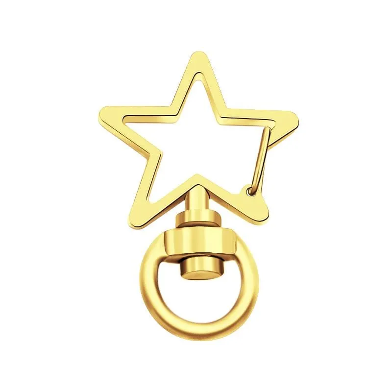 Star-Shaped Swivel Snap Hook Keychain Metal Spring Snap Key Ring Gold