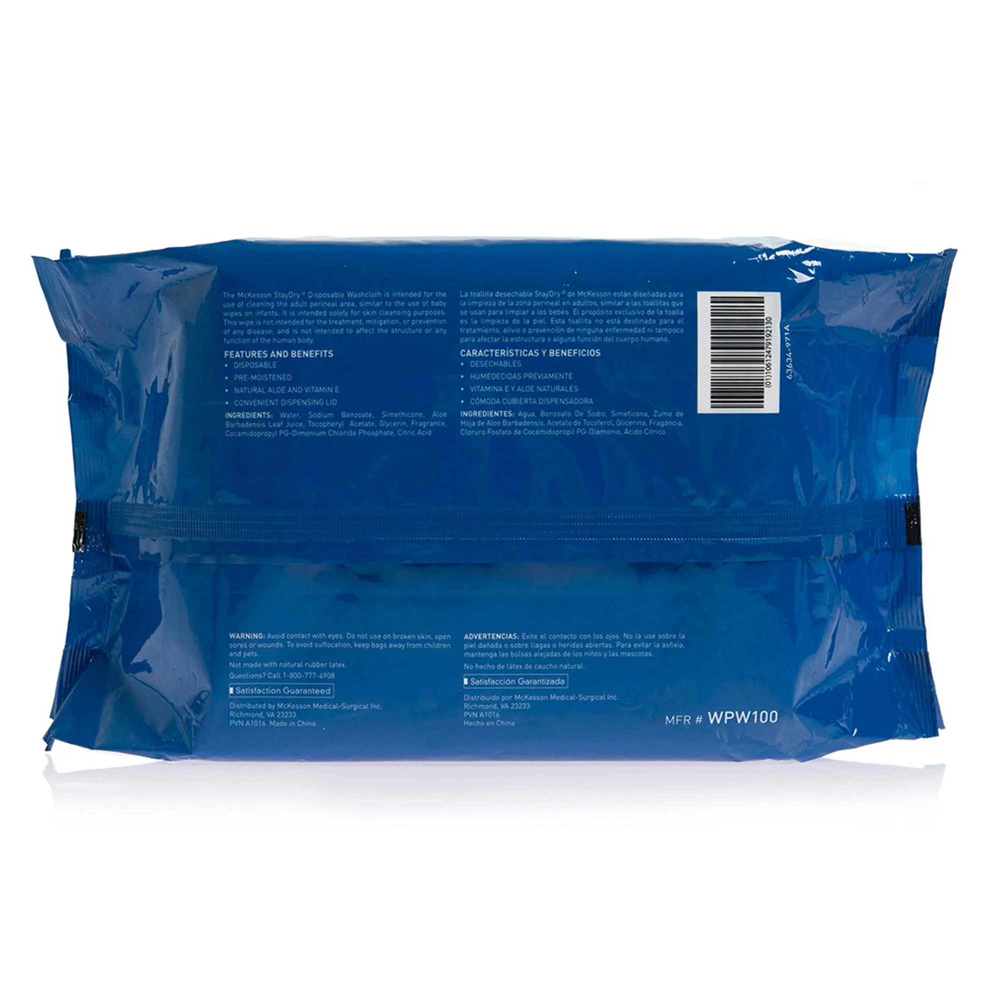 StayDry Personal Wipe 7-1/2 X 12-1/2 Inch Soft Pack Aloe / Vitamin E Scented Case of 600
