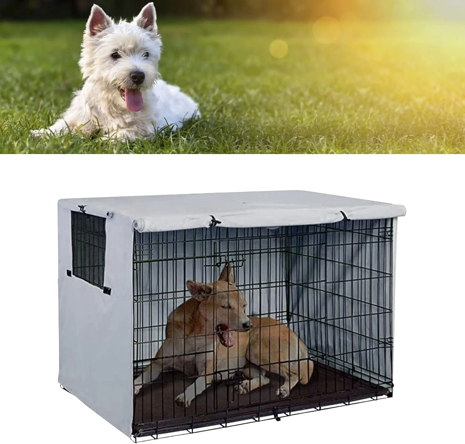 SYH&AQYE Dog Crate Cover, Waterproof Pet Kennel Cover, Dog Crate Cover, Cover,Dog Cage Cover for Winter Outside,Warmer Waterproof Crate Cover (Grey)