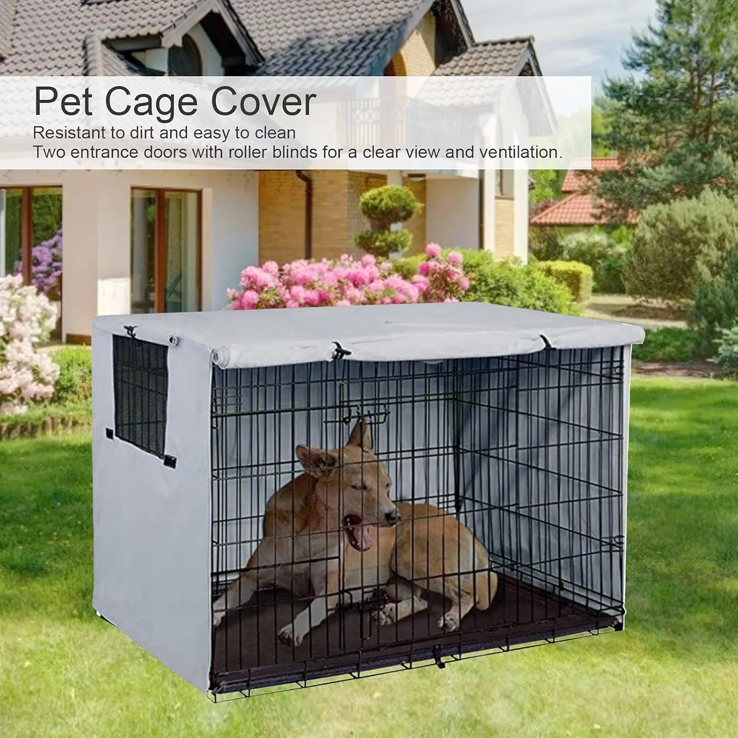 SYH&AQYE Dog Crate Cover, Waterproof Pet Kennel Cover, Dog Crate Cover, Cover,Dog Cage Cover for Winter Outside,Warmer Waterproof Crate Cover (Grey)