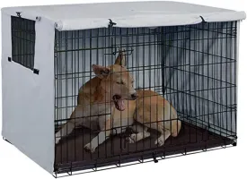 SYH&AQYE Dog Crate Cover, Waterproof Pet Kennel Cover, Dog Crate Cover, Cover,Dog Cage Cover for Winter Outside,Warmer Waterproof Crate Cover (Grey)