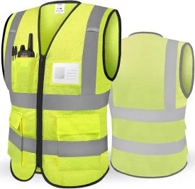 TICONN Reflective Safety Vest High Visibility Class II Mesh Vest for Women & Men Meets ANSI Standards