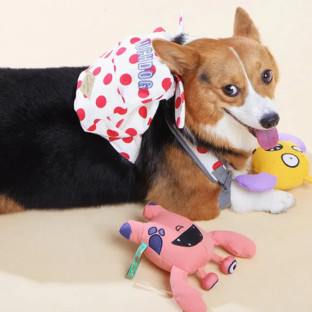 Touchdog ® Polka Dot Large Pocketed Zippered Duffle Dog Backpack and Harness