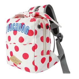 Touchdog ® Polka Dot Large Pocketed Zippered Duffle Dog Backpack and Harness