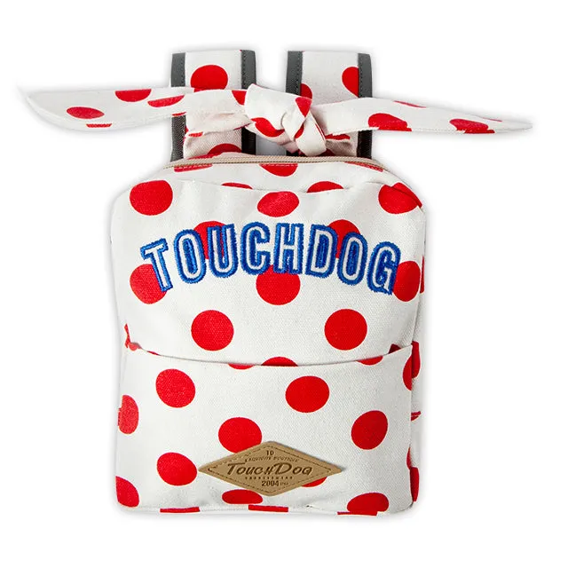 Touchdog ® Polka Dot Large Pocketed Zippered Duffle Dog Backpack and Harness