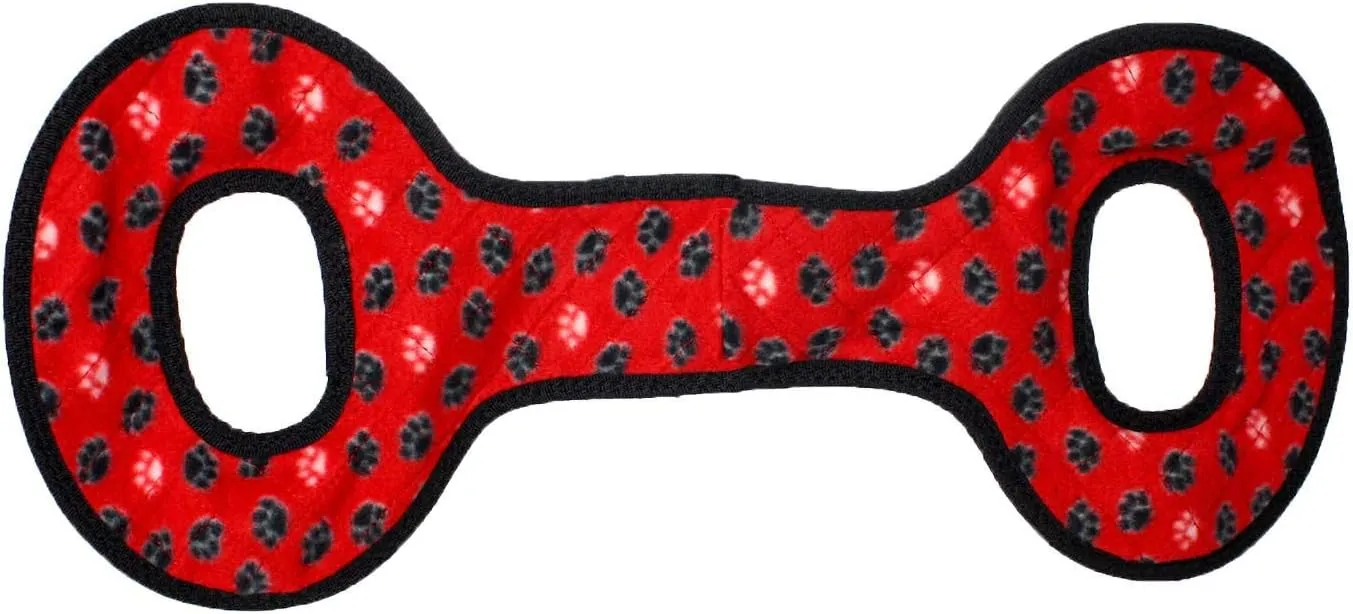 TUFFY - World's Tuffest Soft Dog Toy - NO Stuff Tug-O-War - Squeakers - Multiple Layers. Made Durable, Strong & Tough. Interactive Play (Tug, Toss & Fetch). Machine Washable & Floats (Red Paw 2 Pack)