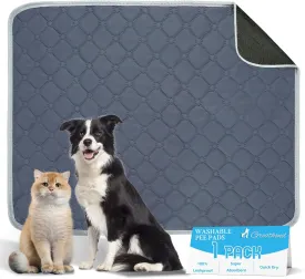 Washable Pee Pads for Dogs - 18" x 24" Super Absorbent Reusable Puppy Pads for Dog Training, Leak-Proof Non-Slip Waterproof Whelping Pads for Playpen, Crate, Sofa, Potty Training - Grey
