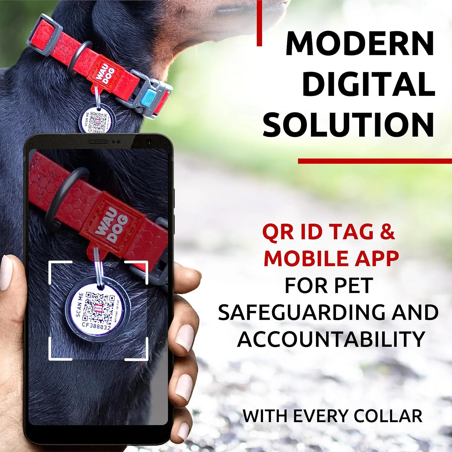 Waterproof Dog Collar - Adjustable Dog Collar for Large Dogs, Small and Medium Dogs - Breakaway Dog Collar Waterproof with Plastic Buckle and QR Dog Tag - Boy & Girl Dog Collars (Red) Air Tag